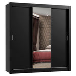 Closet Mônaco Negro 210x21.4cm Con Cuatro Entrepaños Tres Puertas Y Con Espejo