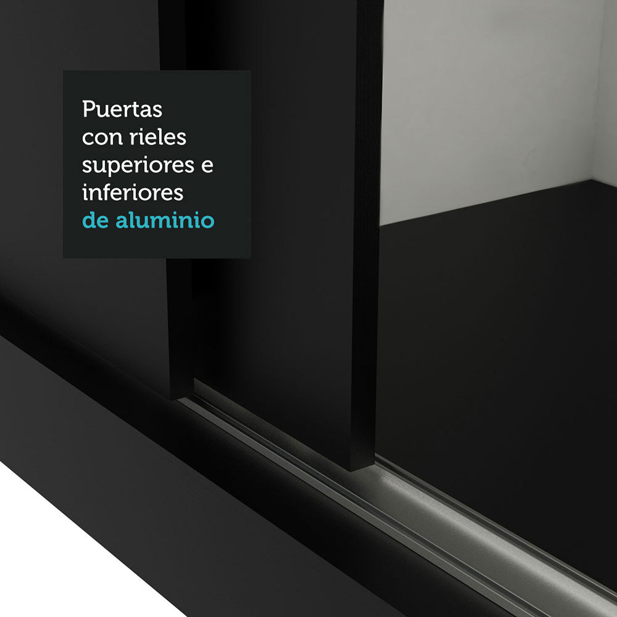 Closet Mônaco Negro 210x30cm con Cuatro Entrepaños Tres Puertas y Con Espejo - CLOSETS | Bylmo