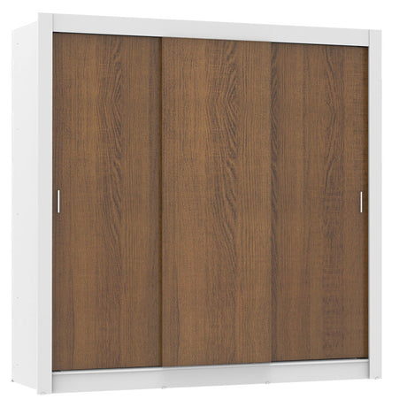 Closet Mônaco Blanco y Marron 210x17.1cm con Cuatro Entrepaños y Tres Puertas - CLOSETS | Bylmo