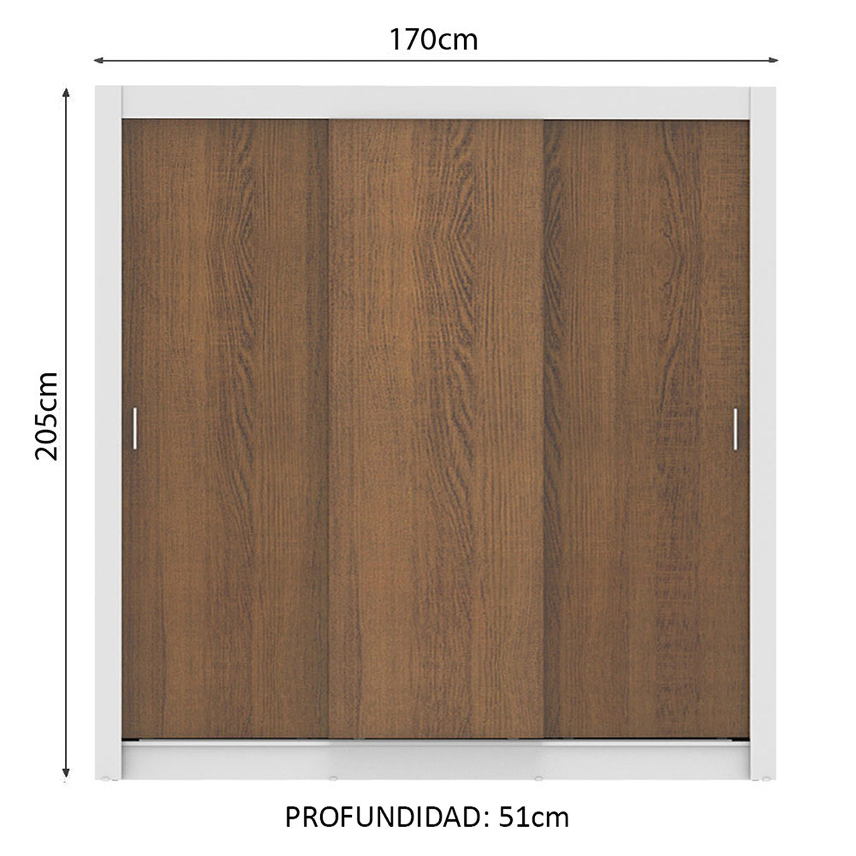 Closet Mônaco Blanco y Marron 210x17.1cm con Cuatro Entrepaños y Tres Puertas - CLOSETS | Bylmo