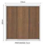 Closet Mônaco Blanco y Marron 210x17.1cm con Cuatro Entrepaños y Tres Puertas - CLOSETS | Bylmo