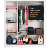 Closet Mônaco Blanco y Marron 210x25.7cm con Cuatro Entrepaños Tres Puertas y Con Espejo - CLOSETS | Bylmo