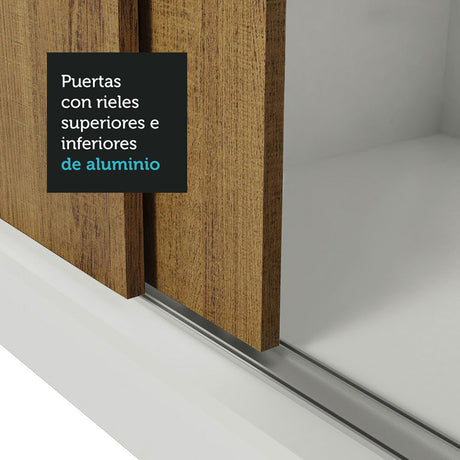 Closet Mônaco Blanco y Marron 210x25.7cm con Cuatro Entrepaños Tres Puertas y Con Espejo - CLOSETS | Bylmo