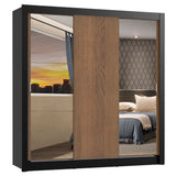 Closet Mônaco Negro y Marron 210x25.7cm con Cuatro Entrepaños Tres Puertas y Con Espejo - CLOSETS | Bylmo