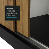 Closet Mônaco Negro y Marron 210x25.7cm con Cuatro Entrepaños Tres Puertas y Con Espejo - CLOSETS | Bylmo