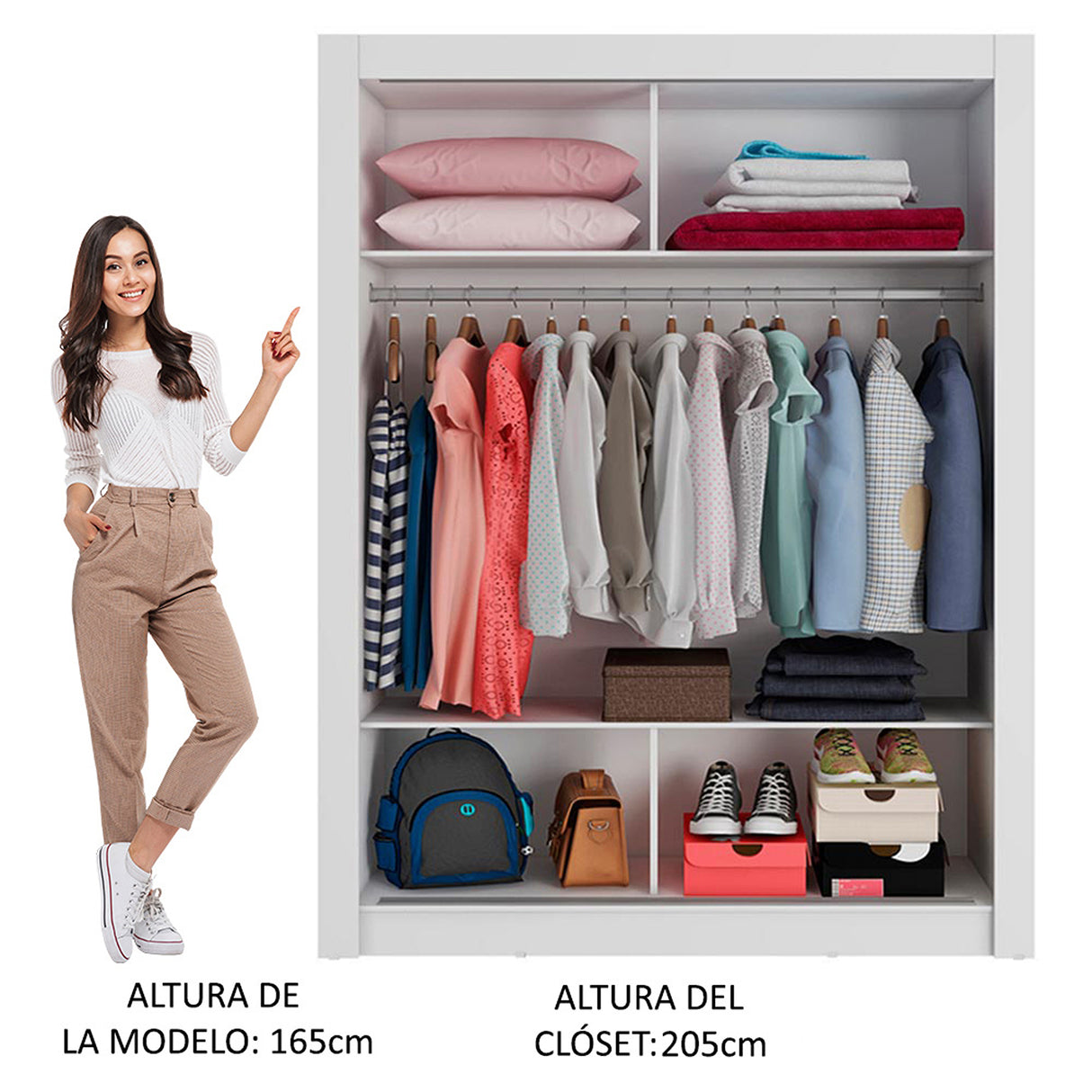 Closet Denver Blanco 217.8x15.8cm con Tres Entrepaños Dos Puertas y Con Espejo - CLOSETS | Bylmo