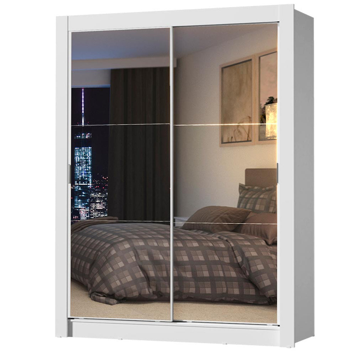 Closet Denver Blanco 217.8x20.1cm con Tres Entrepaños Dos Puertas y Con Espejo - CLOSETS | Bylmo