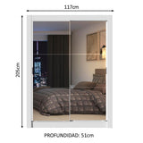 Closet Denver Blanco 217.8x20.1cm con Tres Entrepaños Dos Puertas y Con Espejo - CLOSETS | Bylmo