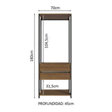 Closet Abierto Valencia Marron y Negro 70x180cm con Dos Entrepaños - CLOSETS | Bylmo
