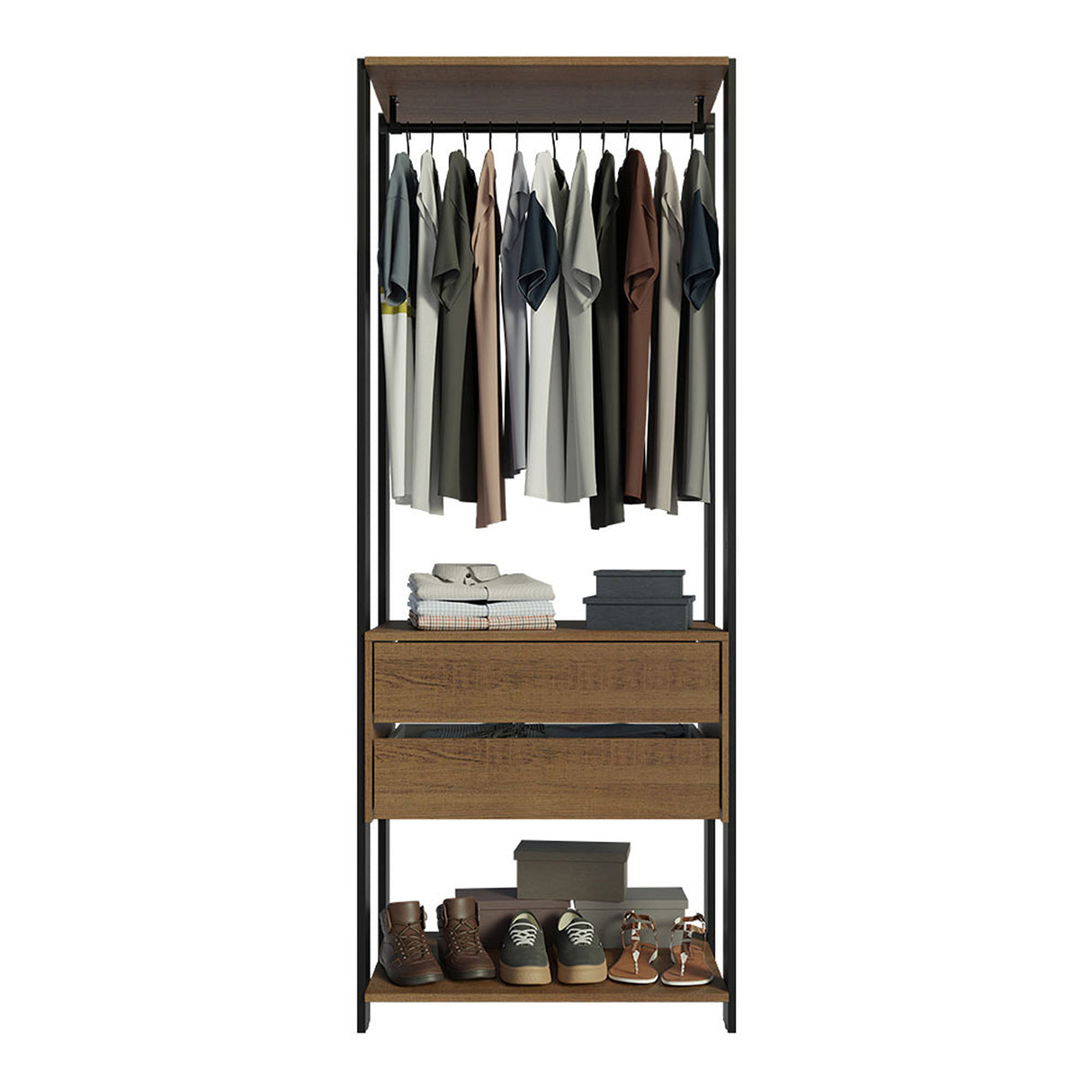 Closet Abierto Valencia Marron y Negro 70x180cm con Dos Entrepaños - CLOSETS | Bylmo