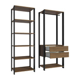 Closet Abierto Valencia Marron y Negro 70x180cm con Seis Entrepaños - CLOSETS | Bylmo