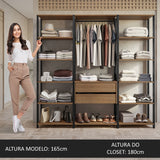 Closet Abierto Valencia Marron y Negro 188x180cm con Diez Entrepaños - CLOSETS | Bylmo