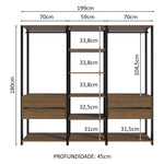 Closet Abierto Valencia Marron Y Negro 199x180cm Con Diez Entrepaños