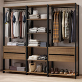 Closet Abierto Valencia Marron y Negro 199x180cm con Diez Entrepaños - CLOSETS | Bylmo