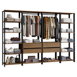 Closet Abierto Valencia Marron y Negro 258x180cm con Diez Entrepaños Modular - CLOSETS | Bylmo