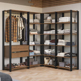 Closet Abierto Valencia Marron y Negro 337x180cm con Diez Entrepaños - CLOSETS | Bylmo