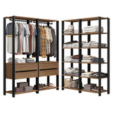 Closet Abierto Valencia Marron y Negro 358x180cm con Diez Entrepaños Modular - CLOSETS | Bylmo