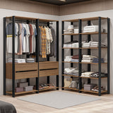 Closet Abierto Valencia Marron y Negro 358x180cm con Diez Entrepaños Modular - CLOSETS | Bylmo