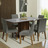 Combo Comedor y Sillas Alexis Marron con Gris y Plata 160x80cm Cuadrado de Seis Puestos con Seis Sillas - COMEDORES | Bylmo