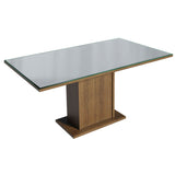 Combo Comedor y Sillas Alexis Marron con Gris y Plata 160x80cm Cuadrado de Seis Puestos con Seis Sillas - COMEDORES | Bylmo