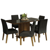 Combo Comedor y Sillas Alexis Marron y Negro Oxford 160x80cm Cuadrado de Seis Puestos con Seis Sillas - COMEDORES | Bylmo