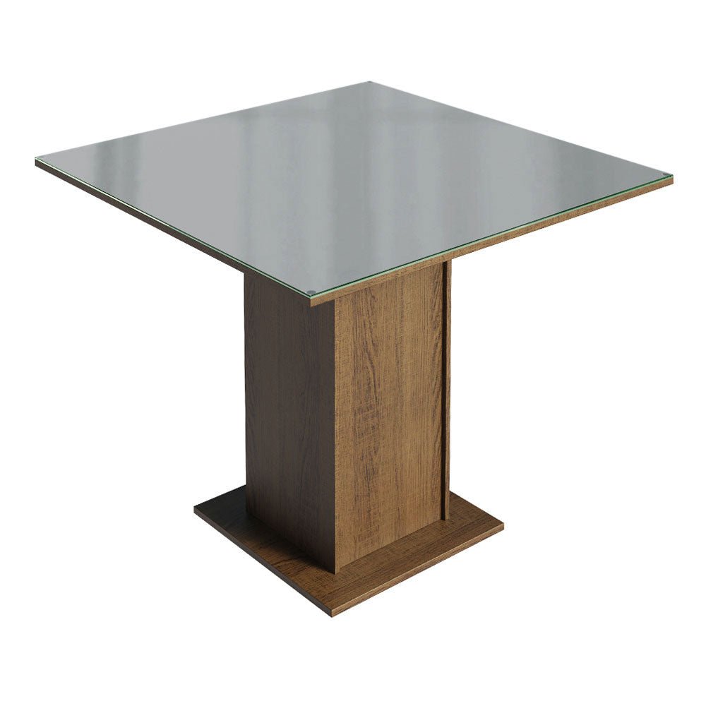 Combo Comedor y Sillas Anaju Marron con Gris y Plata 90x78cm Cuadrado de Cuatro Puestos con Cuatro Sillas - COMEDORES | Bylmo
