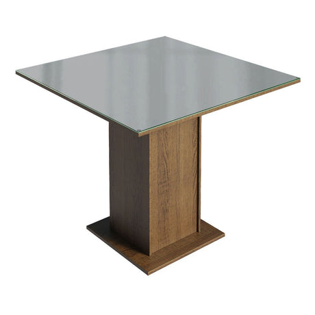 Combo Comedor y Sillas Anaju Marron con Gris y Plata 90x78cm Cuadrado de Cuatro Puestos con Cuatro Sillas - COMEDORES | Bylmo