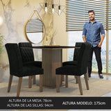 Combo Comedor y Sillas Anaju Marron y Negro Oxford 90x78cm Cuadrado de Cuatro Puestos con Cuatro Sillas - COMEDORES | Bylmo