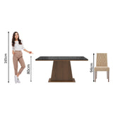 Combo Comedor y Sillas Aryeli Marron y Negro 160x80cm Cuadrado de Cuatro Puestos con Cuatro Sillas - COMEDORES | Bylmo