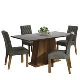 Combo Comedor y Sillas Ashley Marron con Gris y Plata 160x79cm Cuadrado de Cuatro Puestos con Cuatro Sillas - COMEDORES | Bylmo