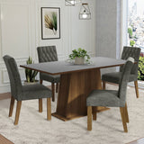 Combo Comedor y Sillas Ashley Marron con Gris y Plata 160x79cm Cuadrado de Cuatro Puestos con Cuatro Sillas - COMEDORES | Bylmo