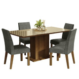 Combo Comedor y Sillas Avril Marron con Crema y Plata 160x80cm Cuadrado de Cuatro Puestos con Cuatro Sillas - COMEDORES | Bylmo