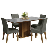 Combo Comedor y Sillas Avril Marron con Gris y Plata 160x80cm Cuadrado de Cuatro Puestos con Cuatro Sillas - COMEDORES | Bylmo