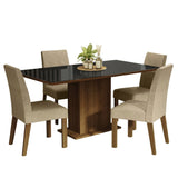 Combo Comedor y Sillas Avril Marron y Negro 160x80cm Cuadrado de Cuatro Puestos con Cuatro Sillas - COMEDORES | Bylmo