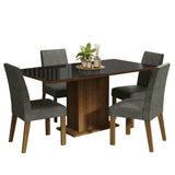 Combo Comedor y Sillas Avril Marron con Negro y Plata 160x80cm Cuadrado de Cuatro Puestos con Cuatro Sillas - COMEDORES | Bylmo