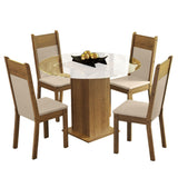 Combo Comedor y Sillas Beta Marron con Beige y Crema 90x76cm Cuadrado de Cuatro Puestos con Cuatro Sillas - COMEDORES | Bylmo