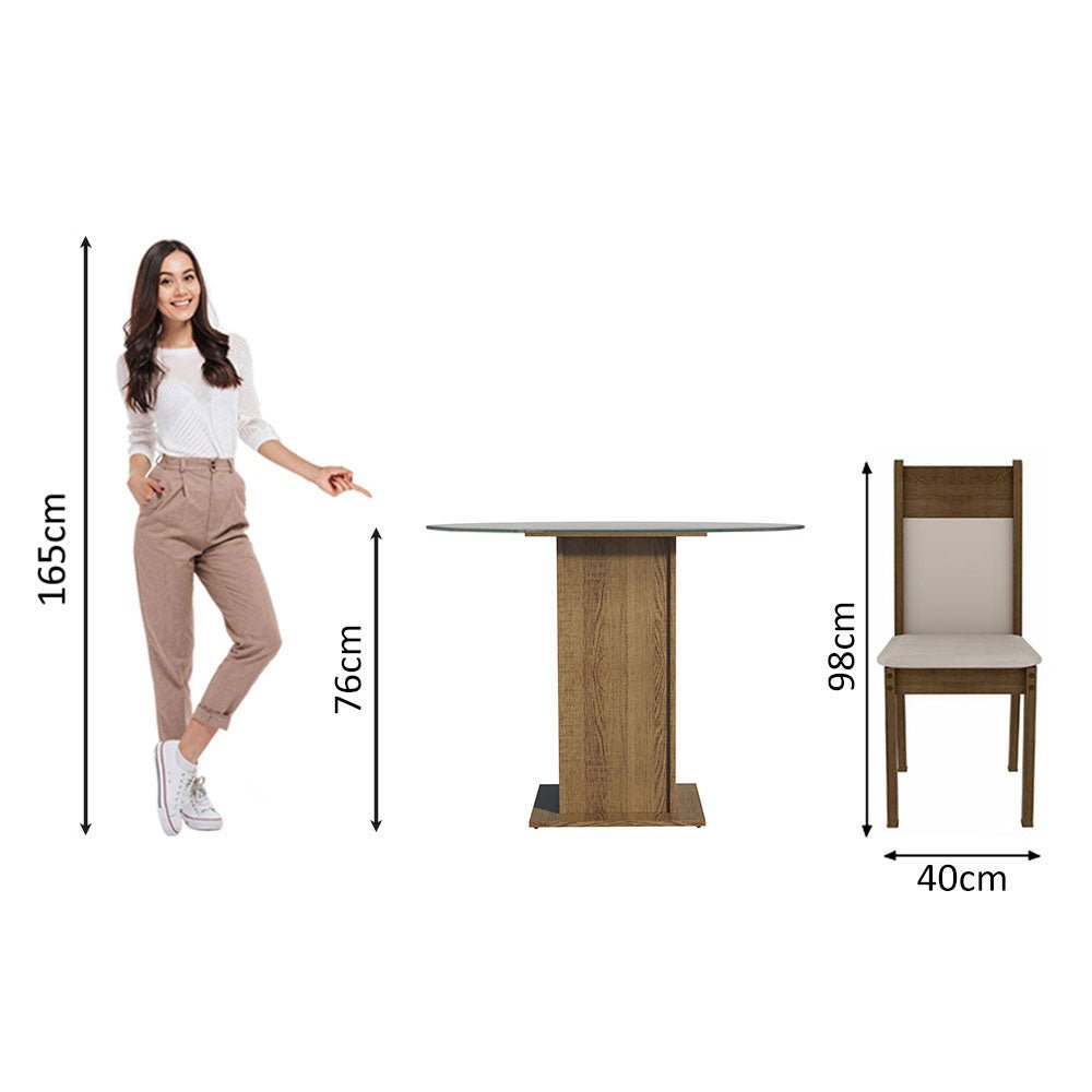 Combo Comedor y Sillas Beta Marron con Beige y Crema 90x76cm Cuadrado de Cuatro Puestos con Cuatro Sillas - COMEDORES | Bylmo