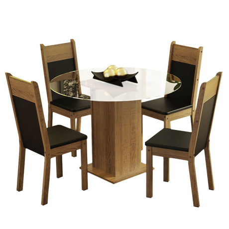Combo Comedor y Sillas Beta Marron y Negro 90x76cm Cuadrado de Cuatro Puestos con Cuatro Sillas - COMEDORES | Bylmo