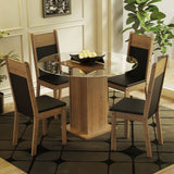 Combo Comedor y Sillas Beta Marron y Negro 90x76cm Cuadrado de Cuatro Puestos con Cuatro Sillas - COMEDORES | Bylmo