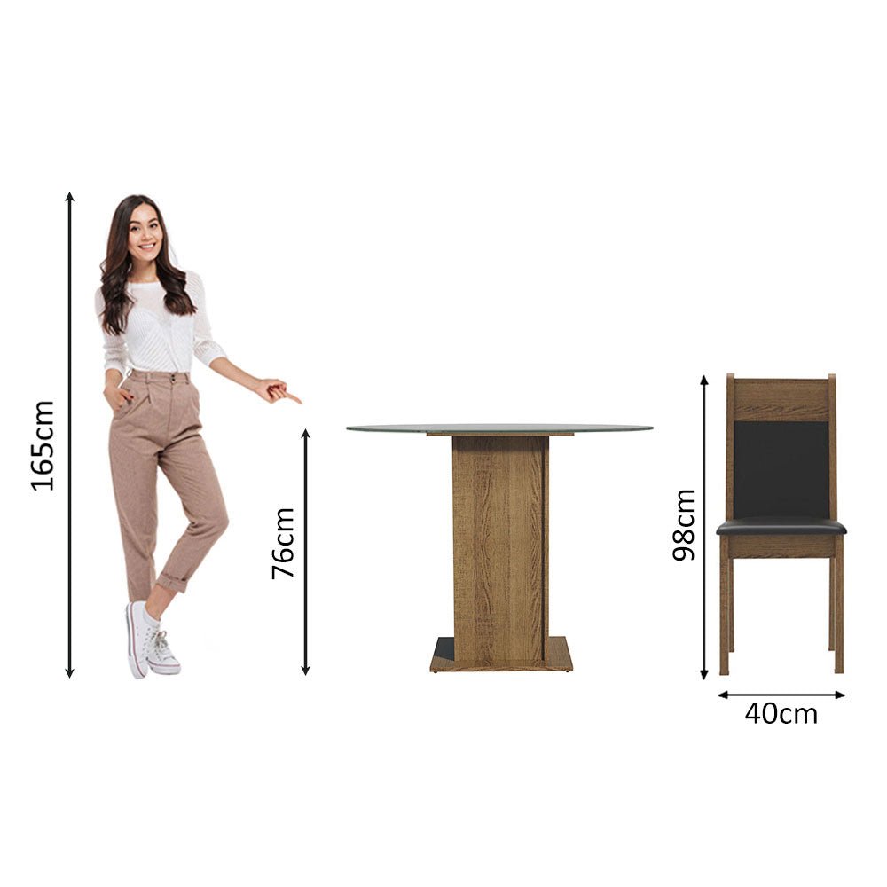 Combo Comedor y Sillas Beta Marron y Negro 90x76cm Cuadrado de Cuatro Puestos con Cuatro Sillas - COMEDORES | Bylmo