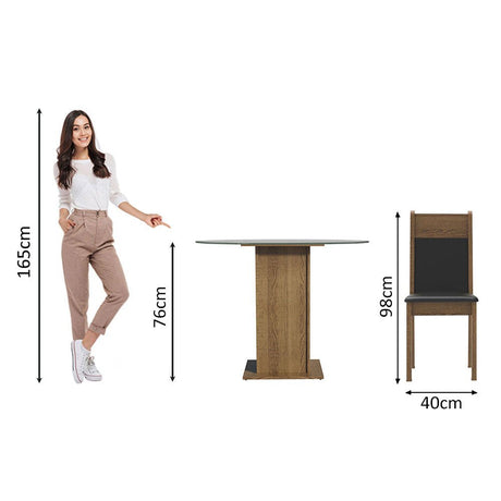 Combo Comedor y Sillas Beta Marron y Negro 90x76cm Cuadrado de Cuatro Puestos con Cuatro Sillas - COMEDORES | Bylmo