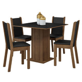 Combo Comedor y Sillas Briana Marron y Negro 90x78cm Cuadrado de Cuatro Puestos con Cuatro Sillas - COMEDORES | Bylmo
