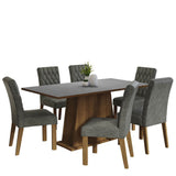 Combo Comedor y Sillas Britney Marron con Gris y Plateado 160x79cm Cuadrado de Seis Puestos con Seis Sillas - COMEDORES | Bylmo