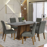 Combo Comedor y Sillas Britney Marron con Gris y Plateado 160x79cm Cuadrado de Seis Puestos con Seis Sillas - COMEDORES | Bylmo