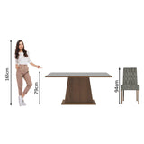 Combo Comedor y Sillas Britney Marron con Gris y Plateado 160x79cm Cuadrado de Seis Puestos con Seis Sillas - COMEDORES | Bylmo