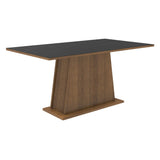 Combo Comedor y Sillas Britney Marron y Negro 160x79cm Cuadrado de Seis Puestos con Seis Sillas - COMEDORES | Bylmo