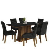 Combo Comedor y Sillas Britney Marron y Negro Oxford 160x79cm Cuadrado de Seis Puestos con Seis Sillas - COMEDORES | Bylmo