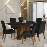 Combo Comedor y Sillas Britney Marron y Negro Oxford 160x79cm Cuadrado de Seis Puestos con Seis Sillas - COMEDORES | Bylmo