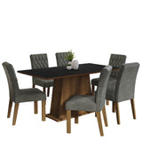 Combo Comedor y Sillas Britney Marron con Negro y Plata 160x79cm Cuadrado de Seis Puestos con Seis Sillas - COMEDORES | Bylmo