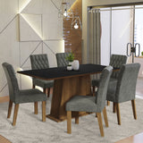 Combo Comedor y Sillas Britney Marron con Negro y Plata 160x79cm Cuadrado de Seis Puestos con Seis Sillas - COMEDORES | Bylmo